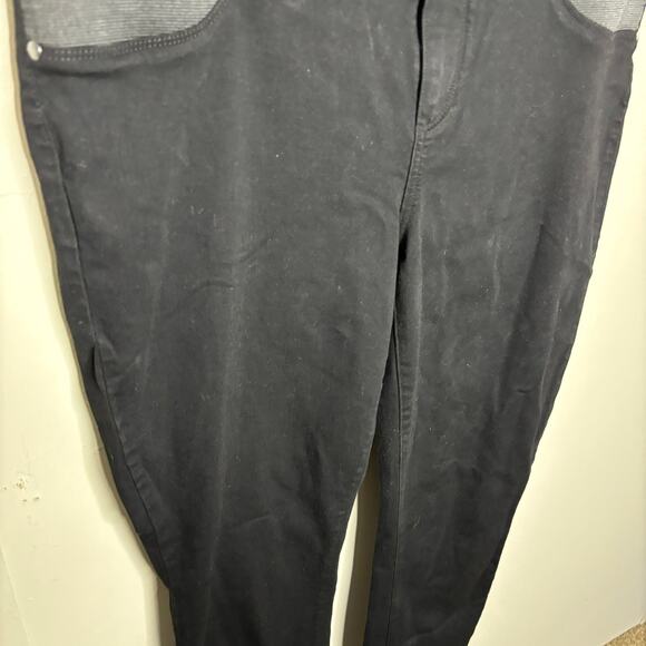 PAIGE Maternity Black Shadow Side Panel Stretch Ultra Skinny Jeans Pants 34" 16 - Picture 4 of 14